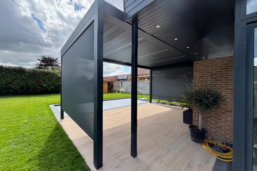 Pose d’une pergola bioclimatique à Gondecourt