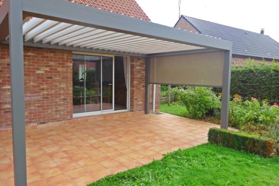 POSE D'UNE PERGOLA BIOCLIMATIQUE À GODEWAERSVELDE HAUTS-DE-FRANCE