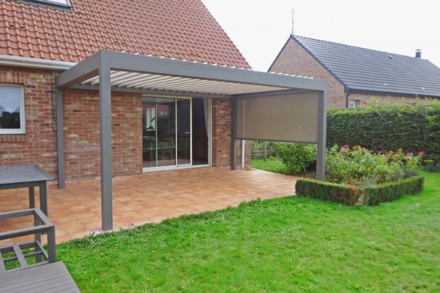 POSE D'UNE PERGOLA BIOCLIMATIQUE À GODEWAERSVELDE HAUTS-DE-FRANCE