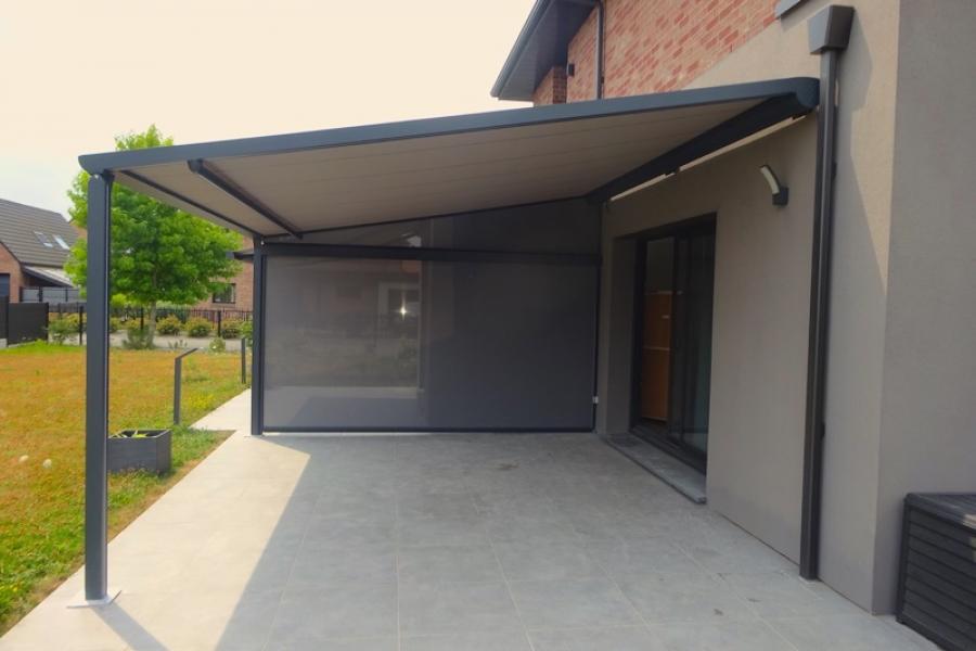 POSE D'UNE PERGOLA TOILE ET D'UN STORE DE TERRASSE À PÉVÈLE