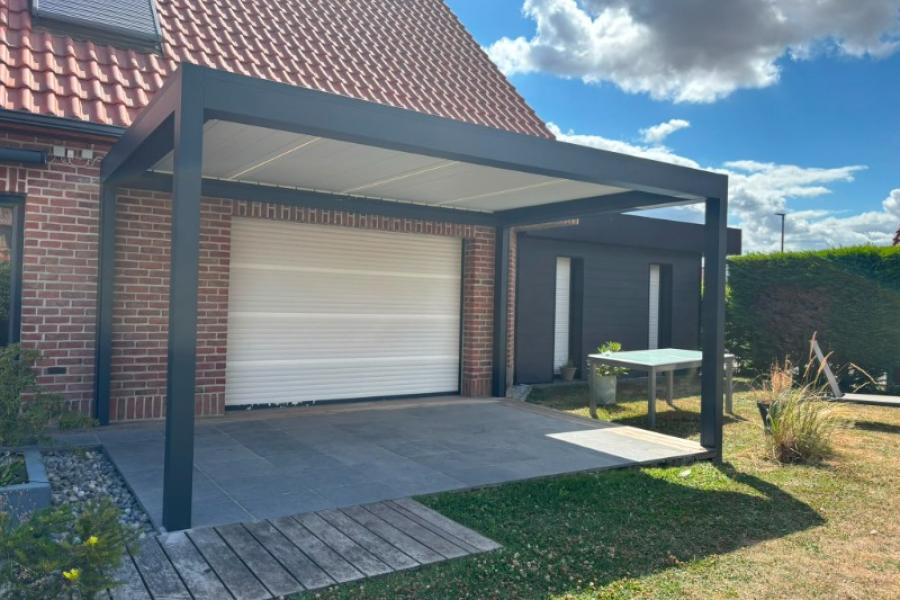Pose d'une Pergola Bioclimatique à Bailleul Pose d'une Pergola Bioclimatique à Bailleul