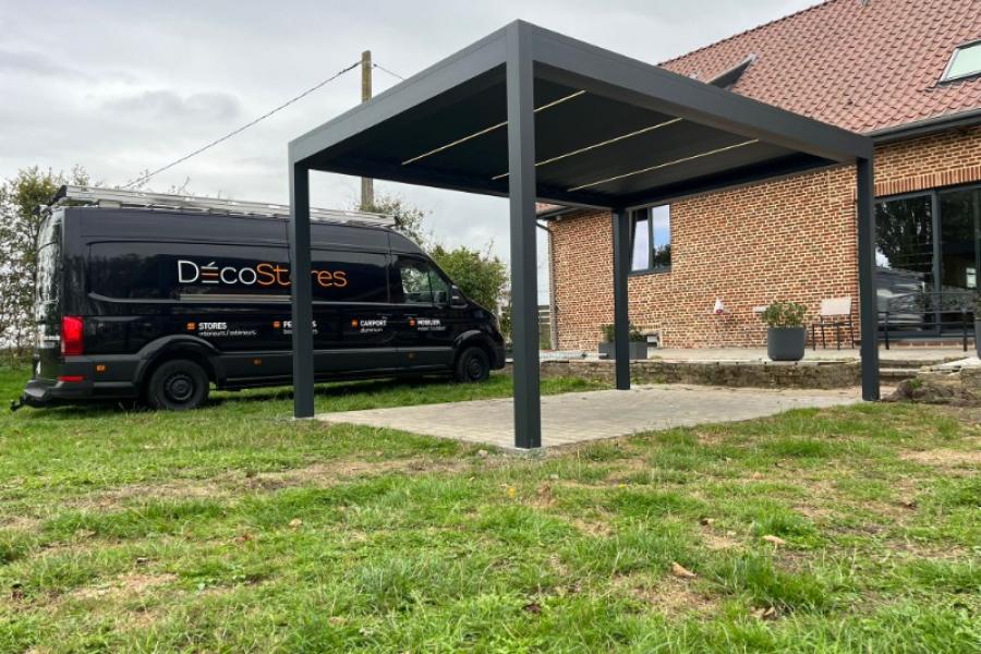 Pose d'une Pergola Bioclimatique à WINEZEELE